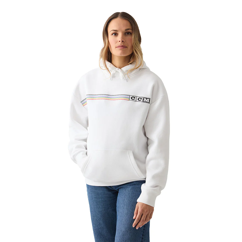CCM Pride Dropped Shoulder Adult White Hoodie - Image 6