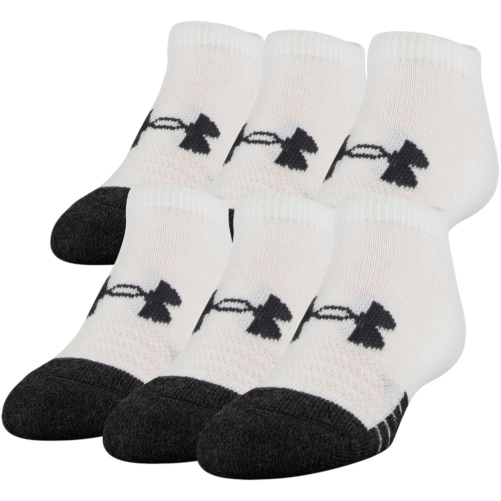 Under Armour Youth 6 Pack Performance Tech No Show White Socks